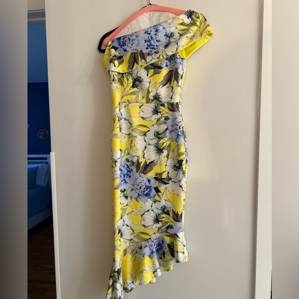 ASOS Yellow One Shoulder Sheath Dress for Wedding Guest